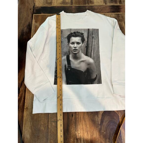 Zara Women's White Kate Moss Special Edition Crew Neck Sweatshirt Size Medium - Picture 6 of 8